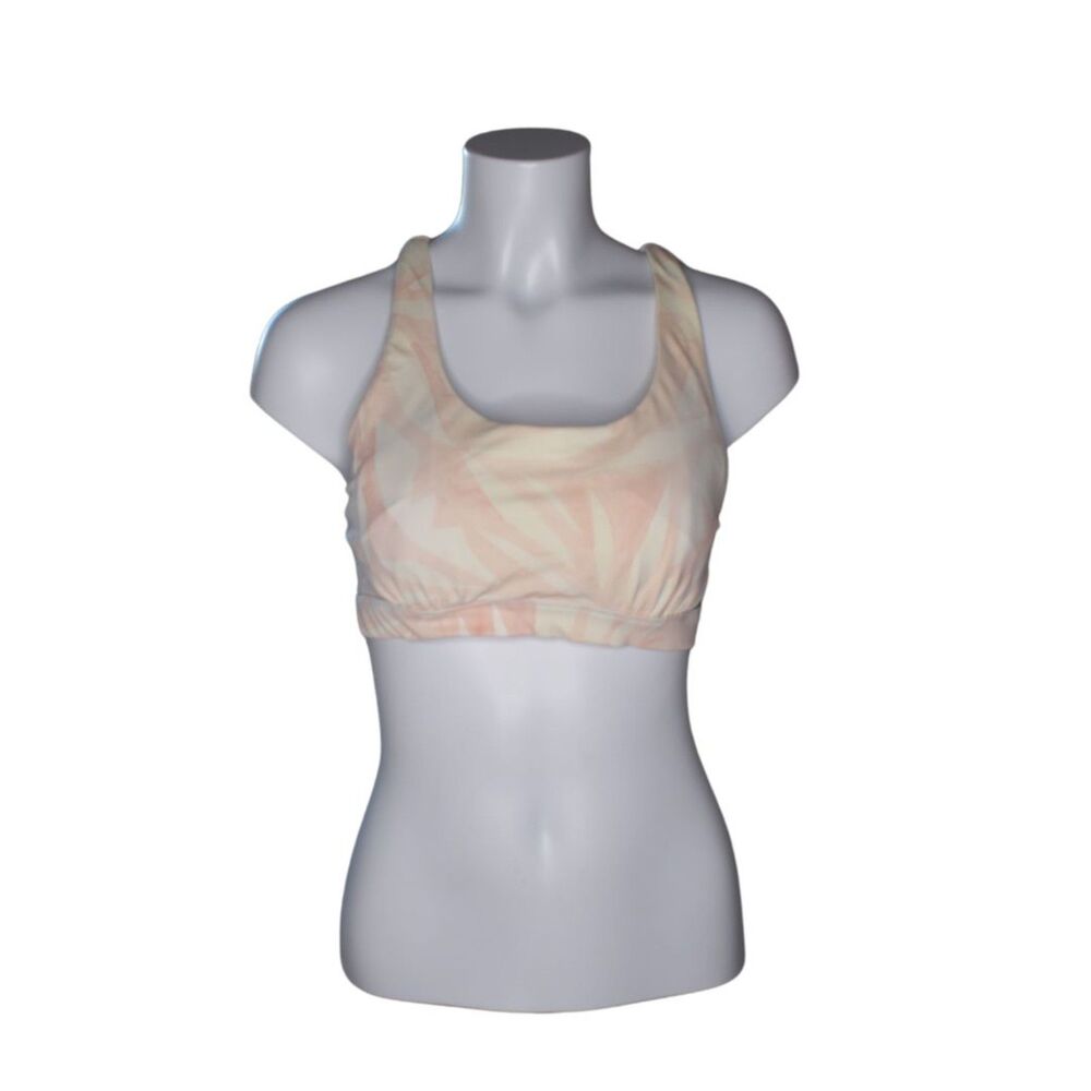 Athleta South Beach Scoop Bikini Top Sports Bra Pink White 36 B/C